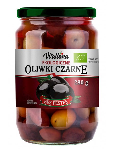 Oliwki czarne bez pestek w zalewie BIO 280 g / Vitaliana