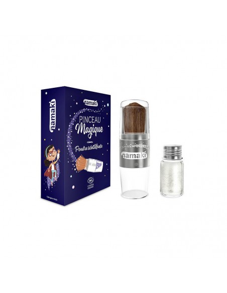 Srebrny brokat w proszku pędzelkiem do aplikacji, COSMEBIO, 4g, Namaki