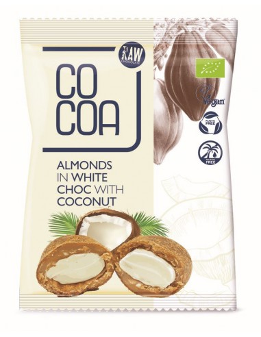 Migdały w białej polewie kokosowej BIO 70 g - COCOA