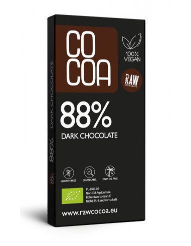 Czekolada ciemna 88% bezglutenowa BIO 50g - COCOA