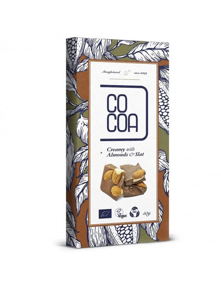 Czekolada creamy z migdałami i solą  BIO 50g - COCOA