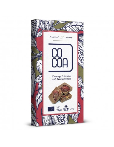 Czekolada creamy z truskawkami BIO 50g - COCOA