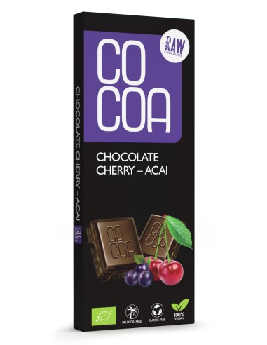 Czekolada surowa wiśnia-acai BIO 50g - COCOA